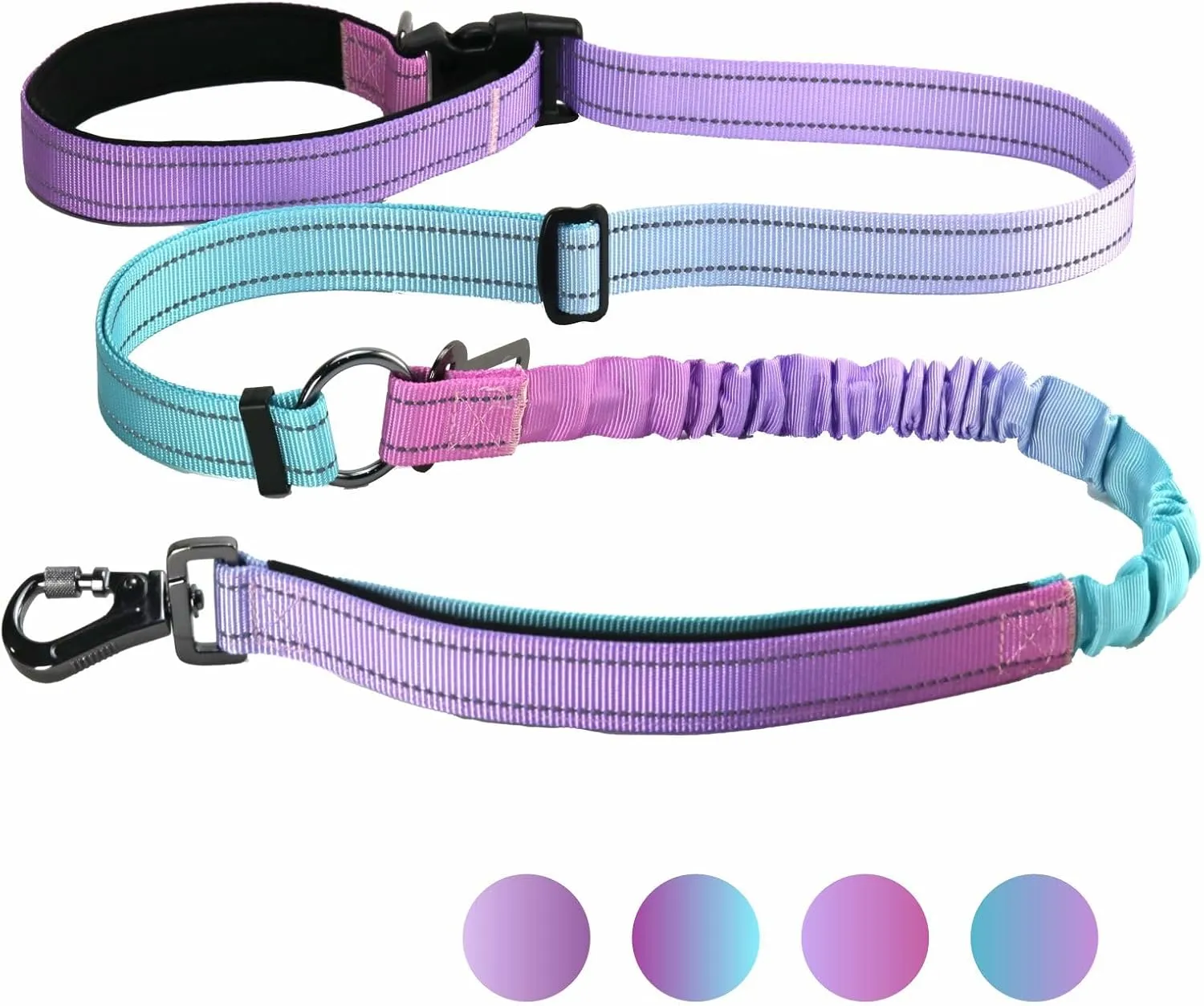 Heavy Duty Hands Free Dog Leash,Dual Handle Bungee Leash for Medium Large Dogs, Bungee Dog Running Waist LeashCross BodyShoulder & Waist with Car Seatbelt
