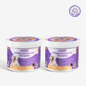 HICC Pet® Hypoallergenic Pet Eye Wipes For Dogs, Coconut Scent, 100 Pads, Set of 2