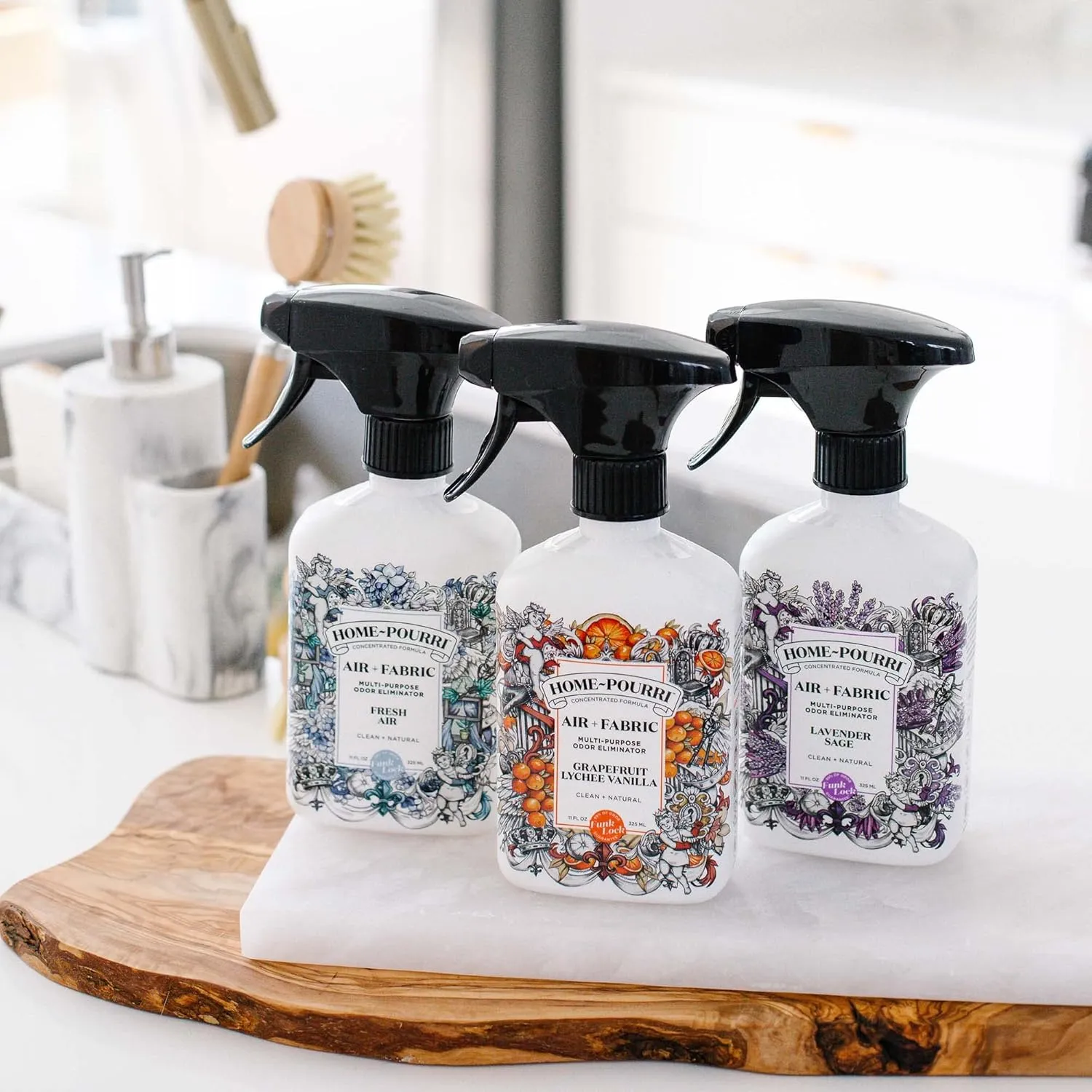 Home-Pourri Air   Fabric Multi-Purpose Odor Freshener Spray, Fresh Air, 11 Fl Oz - Jasmine, Fresh Air and Mint