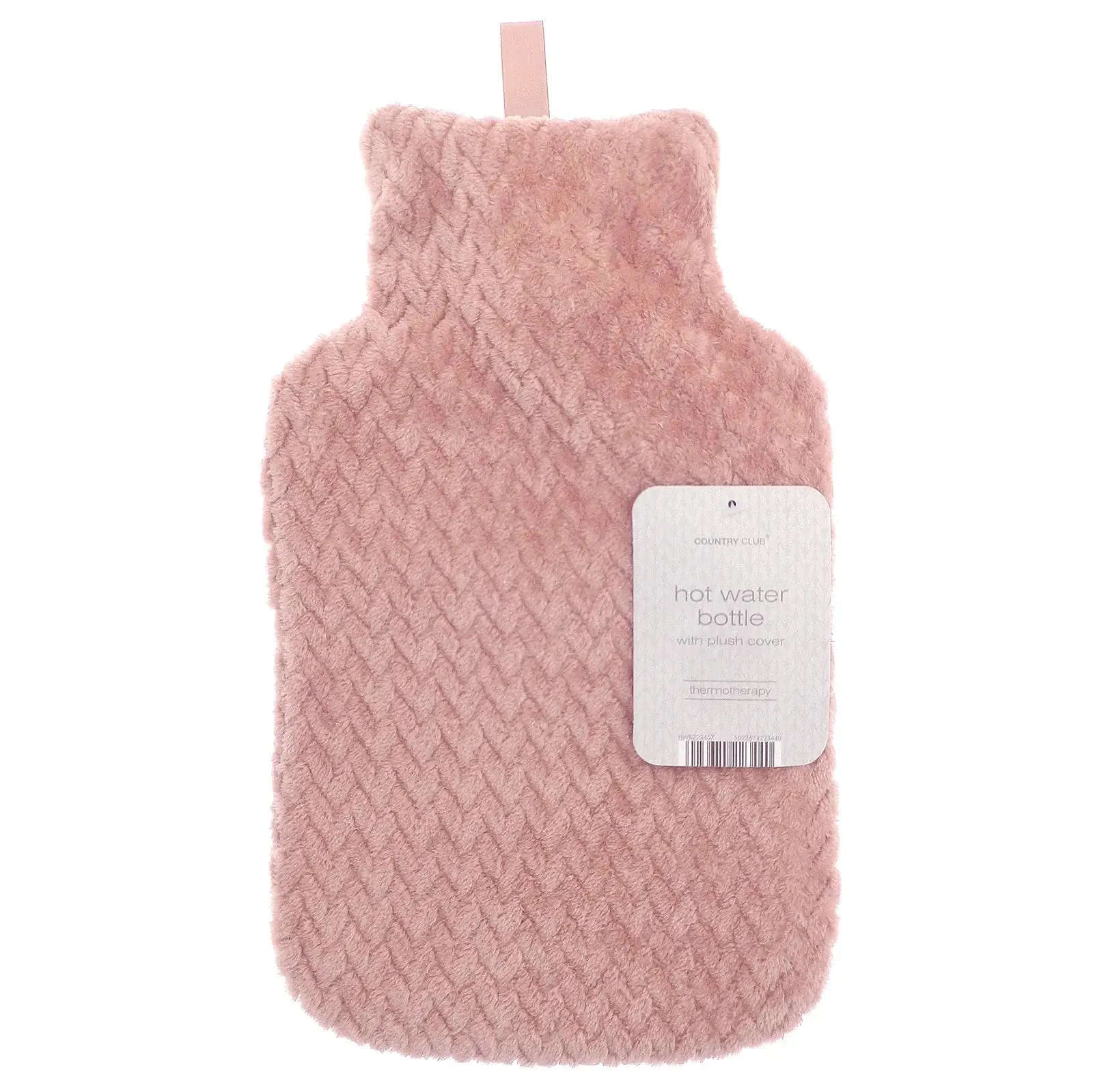 Hot Water Bottle Plush Lattice Effect Fleece Cover 2 Litre