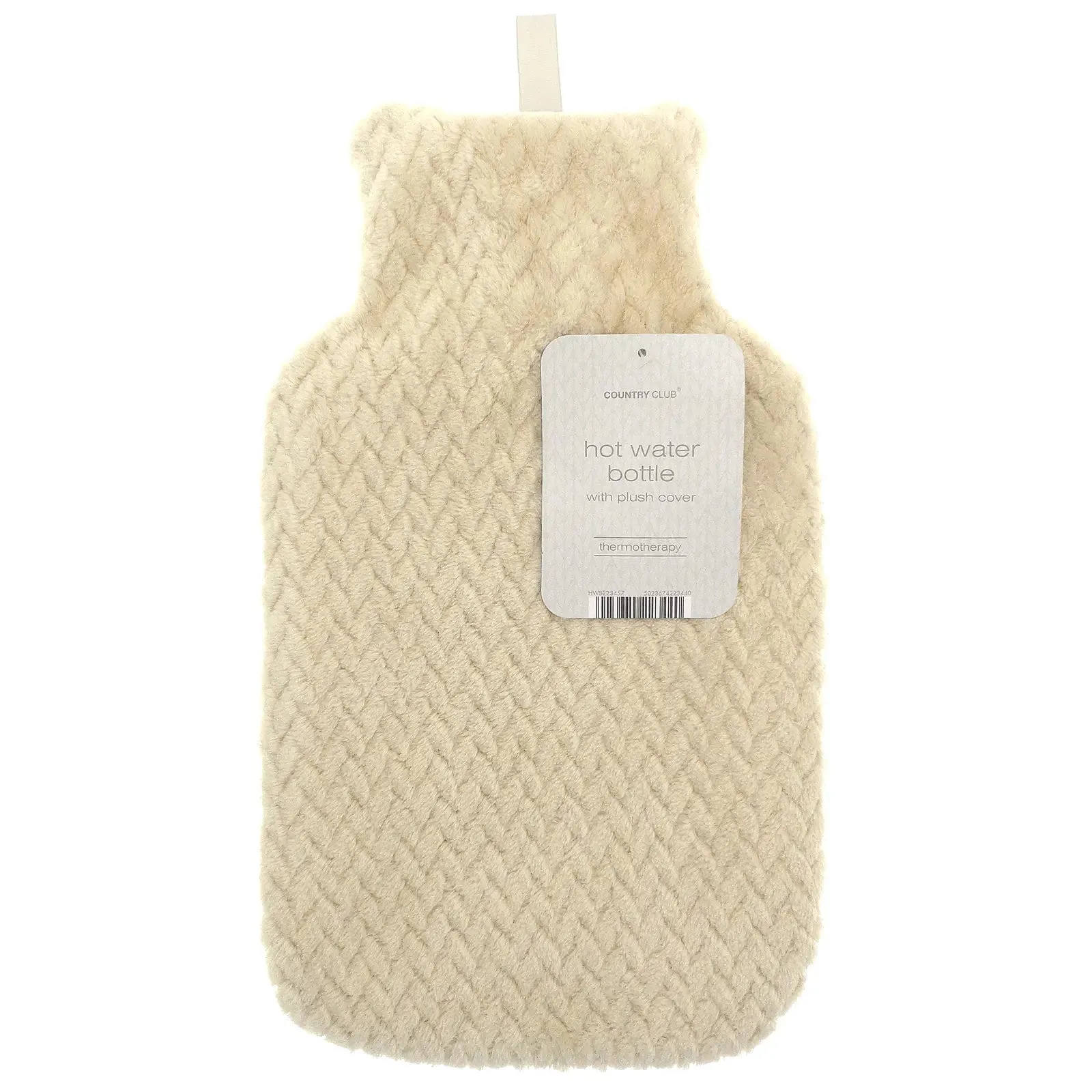 Hot Water Bottle Plush Lattice Effect Fleece Cover 2 Litre