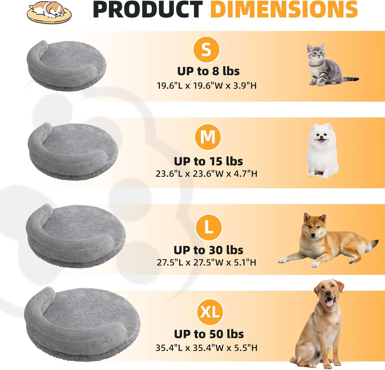 huraty Orthopedic Dog Bed for Small Dogs, Bolster Dog Sofa Bed Washable Pet Bed, Supportive Foam Pet Bed with Nonskid Bottom, 23.6 x 4.7 x 1.5 Inch, Brown