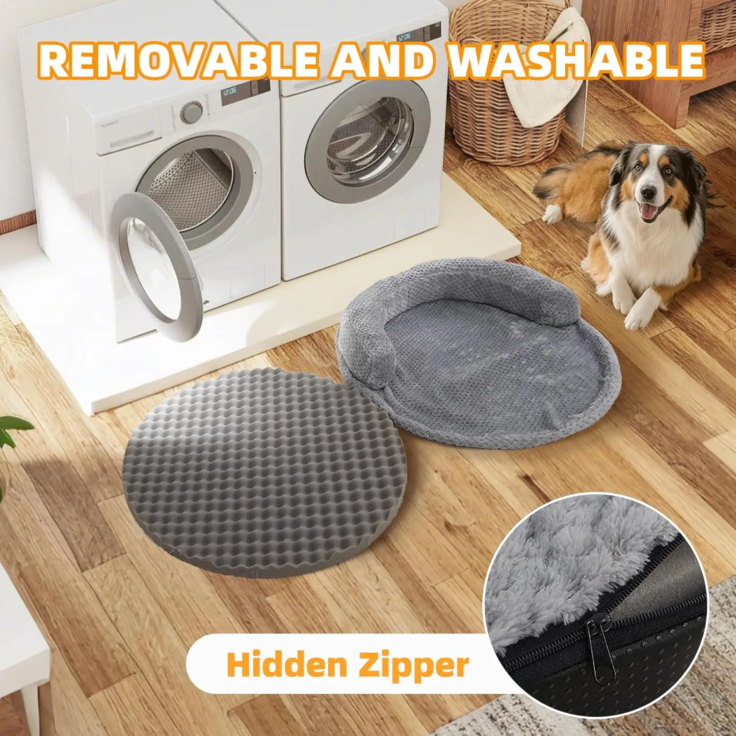 huraty Orthopedic Dog Bed for Small Dogs, Bolster Dog Sofa Bed Washable Pet Bed, Supportive Foam Pet Bed with Nonskid Bottom, 23.6 x 4.7 x 1.5 Inch, Brown