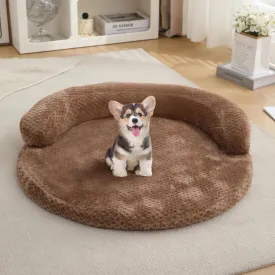 huraty Orthopedic Dog Bed for Small Dogs, Bolster Dog Sofa Bed Washable Pet Bed, Supportive Foam Pet Bed with Nonskid Bottom, 23.6 x 4.7 x 1.5 Inch, Brown