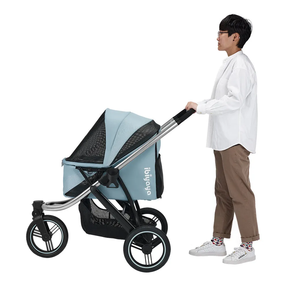 Ibiyaya  The Beast Pet Jogging Stroller, 3-Wheel All-Terrain Dog-Cat Pram with Double Breaks, Best Large Stroller for Running & Hiking
