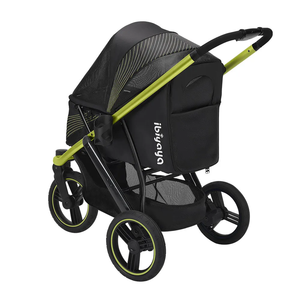 Ibiyaya  The Beast Pet Jogging Stroller, 3-Wheel All-Terrain Dog-Cat Pram with Double Breaks, Best Large Stroller for Running & Hiking