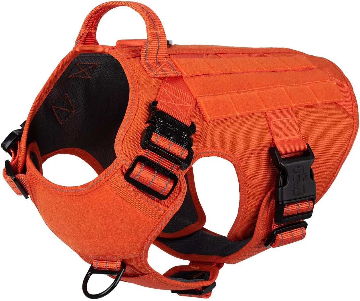 ICEFANG Tactical Dog Harness,Large Size, 2X Metal Buckle,Working Dog MOLLE Vest with Handle,No Pulling Front Leash Clip,Hook and Loop Panel
