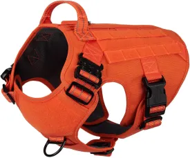 ICEFANG Tactical Dog Harness,Large Size, 2X Metal Buckle,Working Dog MOLLE Vest with Handle,No Pulling Front Leash Clip,Hook and Loop Panel