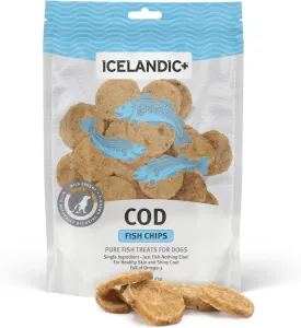 Icelandic  Fish Chips: Cod - 2.5oz Bag, Dog Treats, Pure Wild-Caught & Air-Dried, Single Ingredient Crunchy Pet Snacks, Just The Fish Nothing Else