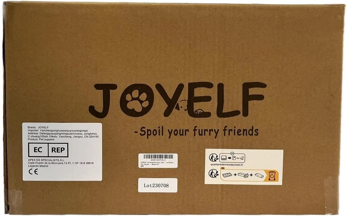 JOYELF Orthopedic Dog Bed for Large Dogs, Foam Sofa Couch Bed, Bolster Waterproof Pet Bed with Removable Washable Cover and Nonskid Bottom, Durable Dog Bed Couch for Medium to Large Dogs -Khaki