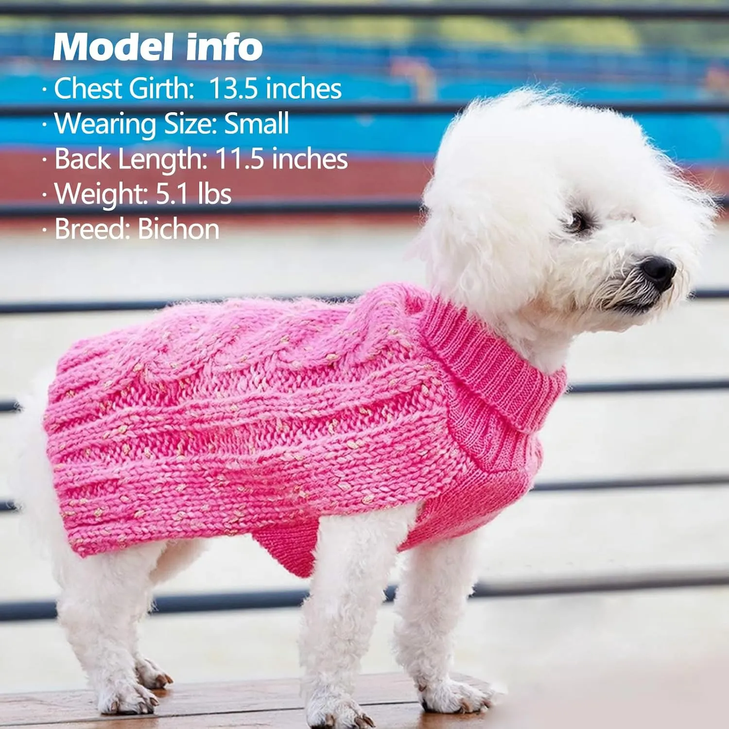 KYEESE Dog Sweater Warm Dog Clothes for Small Dog Pullover Dog Coat Turtleneck Knitwear Sweater with Golden Yarn for Fall Winter, Pink, X-Small