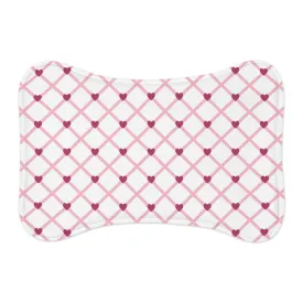 Lovely Pink Heart Pattern White Pet Feeding Mat Bone Shape Cats & Dogs