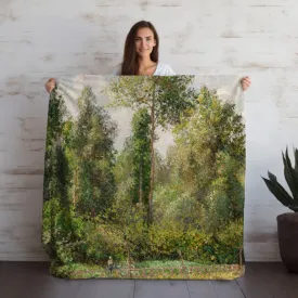 Luxurious Velveteen Blanket: 'Poplars at Eragny' by Camille Pissarro
