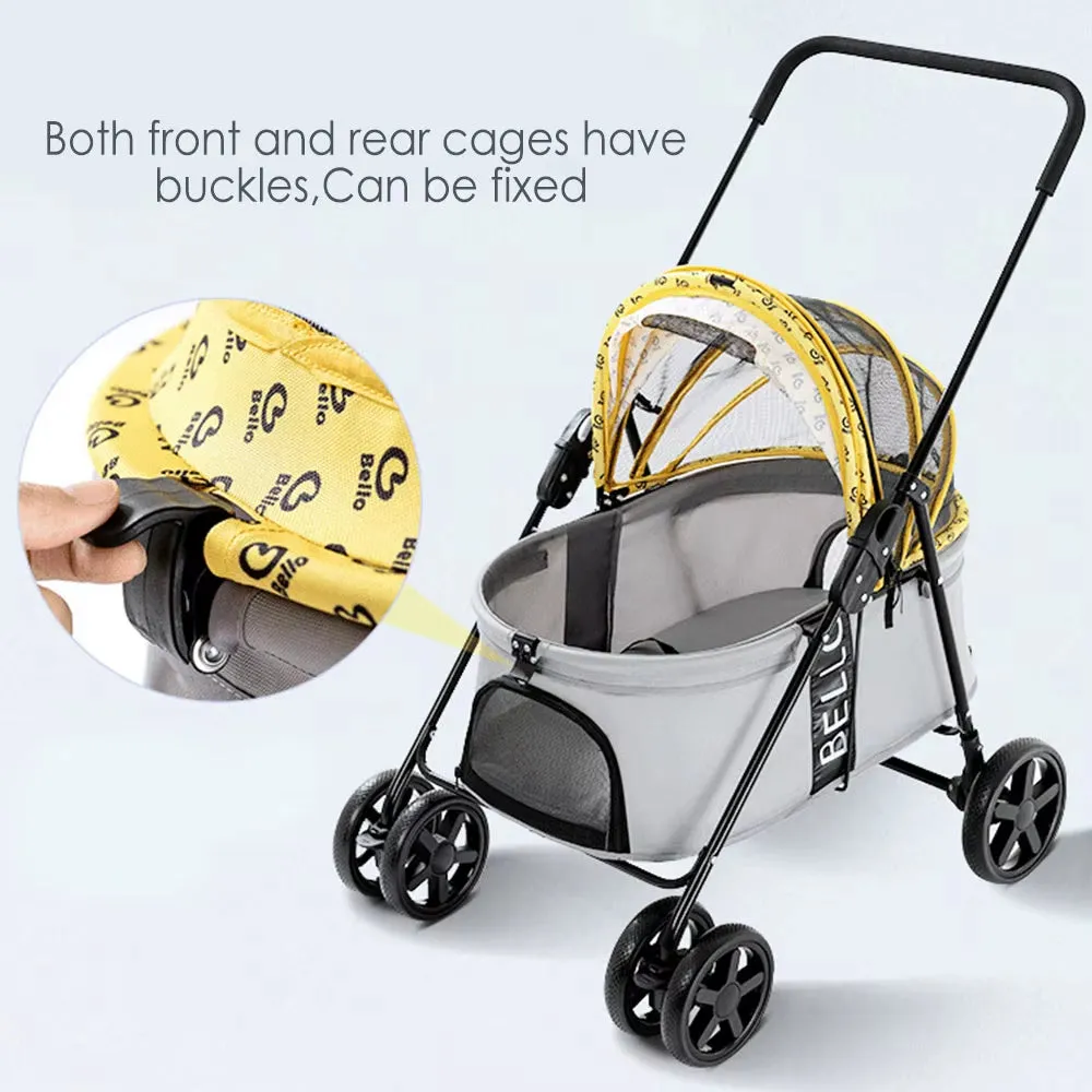 Luxury Pet Cat Stroller Baby Stroller Newborn Foldable Large Space Trolley Travel Bag Dog Transporter Carrier Breathable Mesh