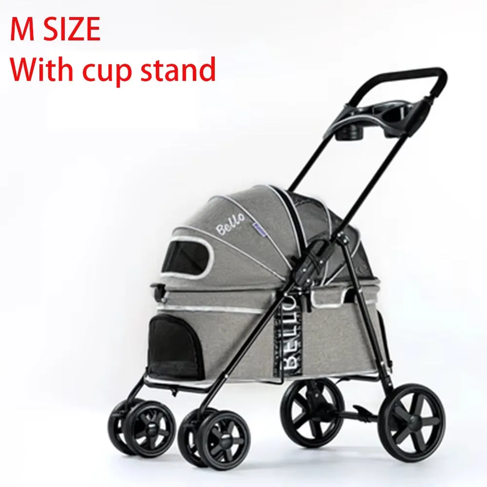 Luxury Pet Cat Stroller Baby Stroller Newborn Foldable Large Space Trolley Travel Bag Dog Transporter Carrier Breathable Mesh