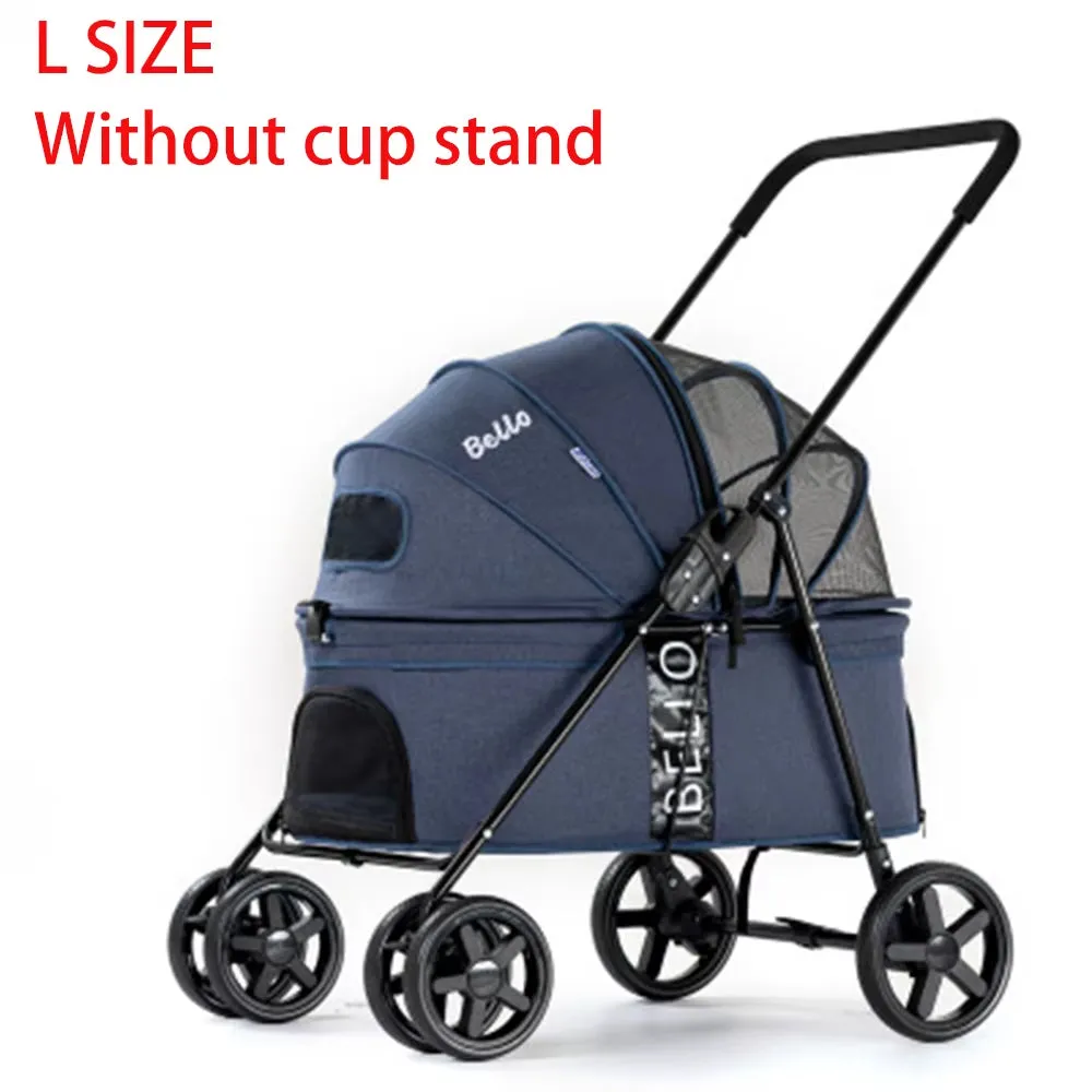Luxury Pet Cat Stroller Baby Stroller Newborn Foldable Large Space Trolley Travel Bag Dog Transporter Carrier Breathable Mesh