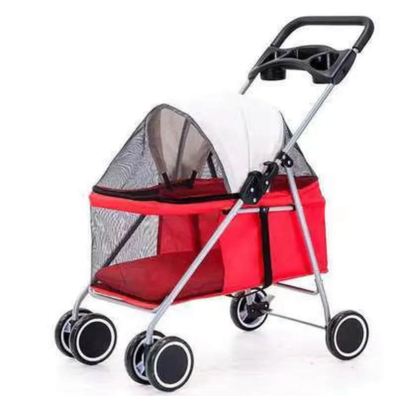Luxury Pet Cat Stroller Baby Stroller Newborn Foldable Large Space Trolley Travel Bag Dog Transporter Carrier Breathable Mesh