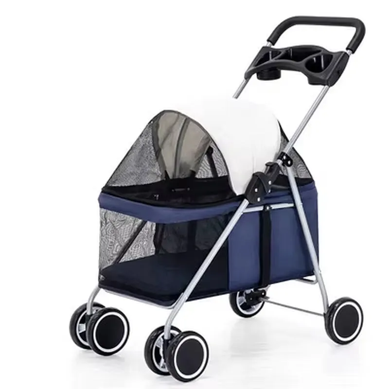 Luxury Pet Cat Stroller Baby Stroller Newborn Foldable Large Space Trolley Travel Bag Dog Transporter Carrier Breathable Mesh