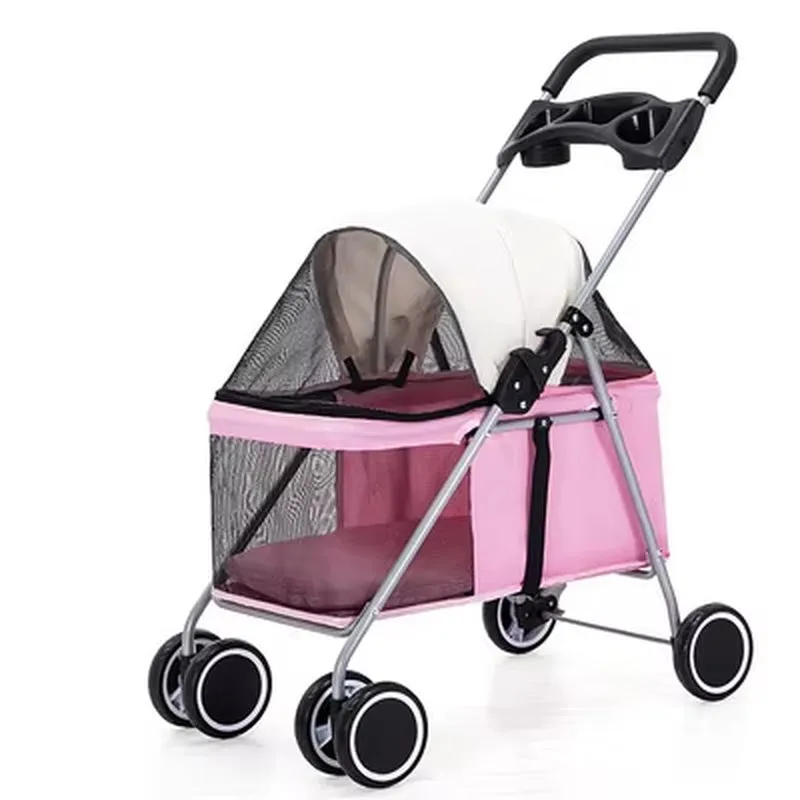Luxury Pet Cat Stroller Baby Stroller Newborn Foldable Large Space Trolley Travel Bag Dog Transporter Carrier Breathable Mesh