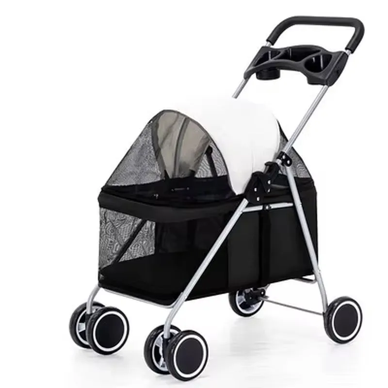 Luxury Pet Cat Stroller Baby Stroller Newborn Foldable Large Space Trolley Travel Bag Dog Transporter Carrier Breathable Mesh