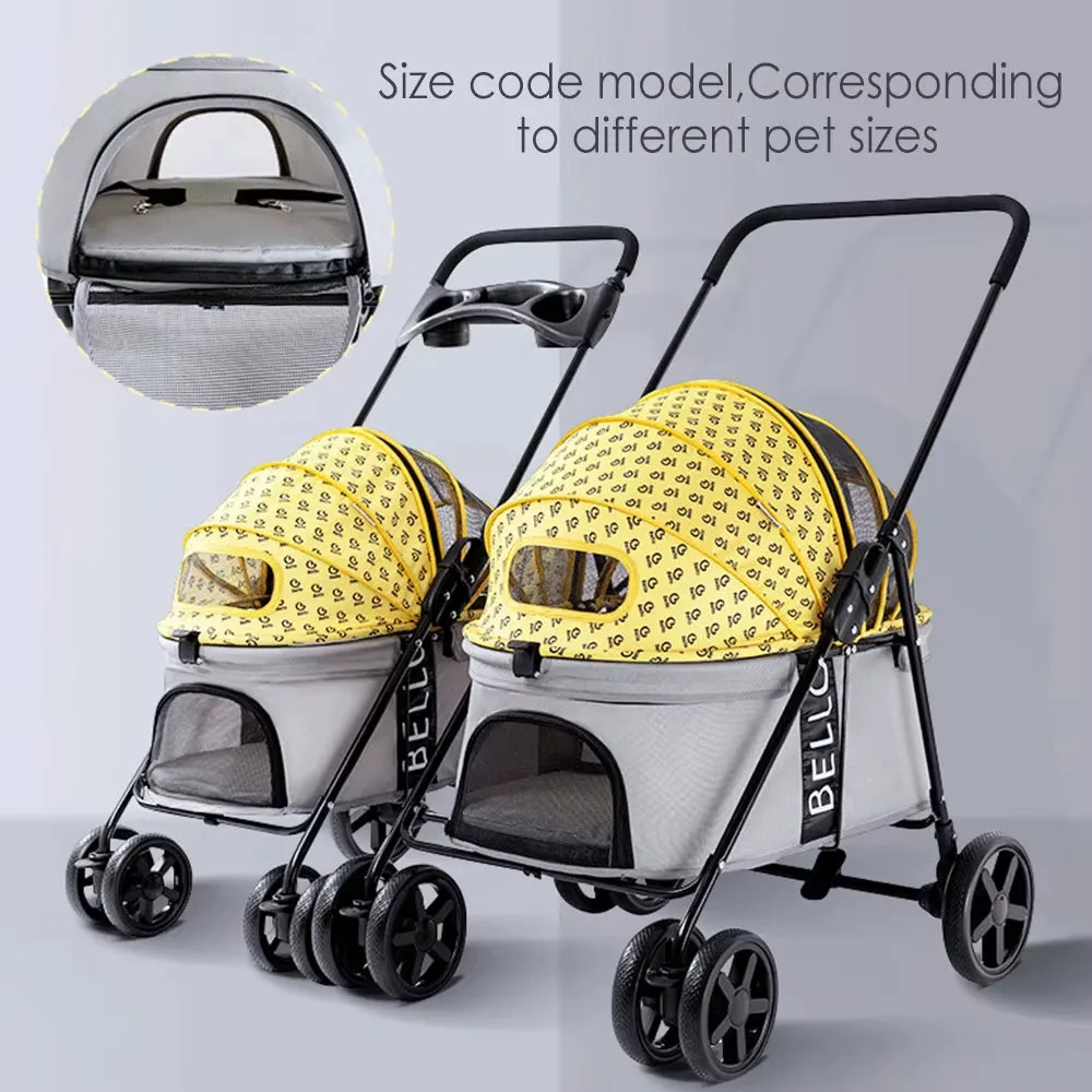 Luxury Pet Cat Stroller Baby Stroller Newborn Foldable Large Space Trolley Travel Bag Dog Transporter Carrier Breathable Mesh