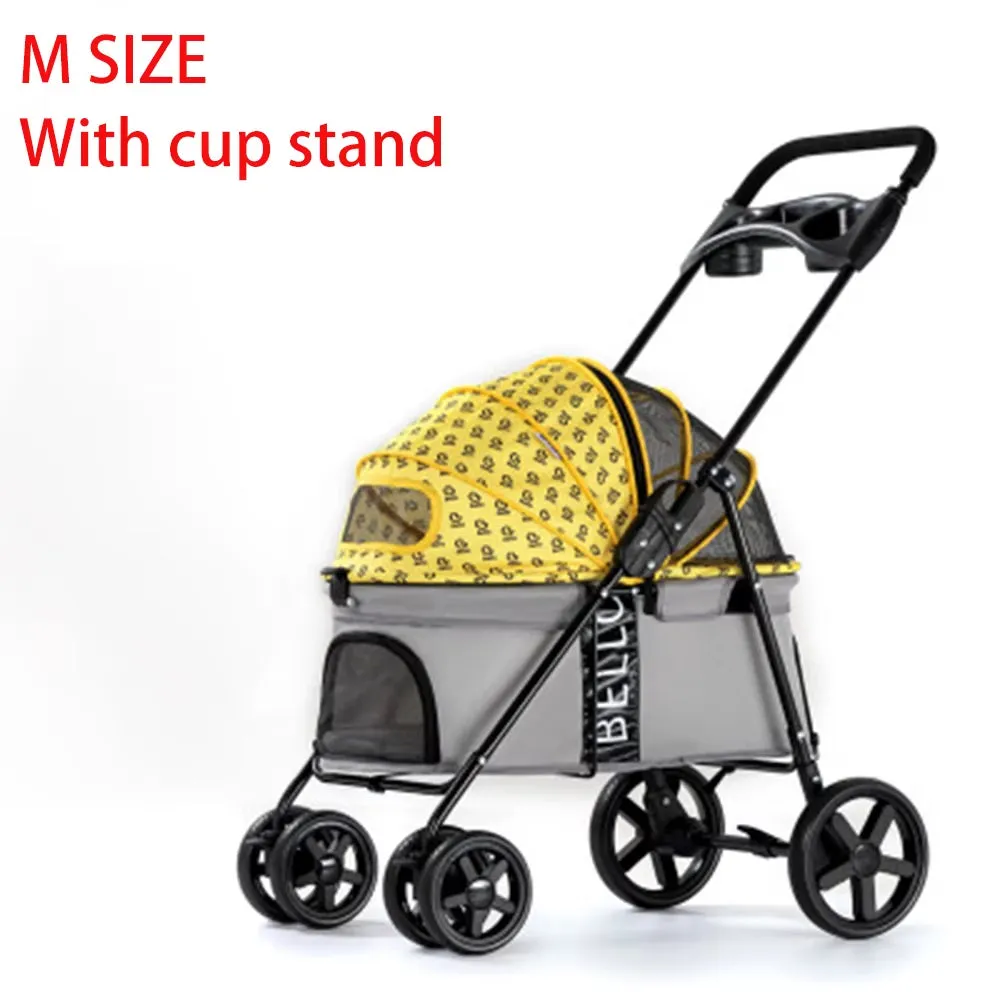 Luxury Pet Cat Stroller Baby Stroller Newborn Foldable Large Space Trolley Travel Bag Dog Transporter Carrier Breathable Mesh