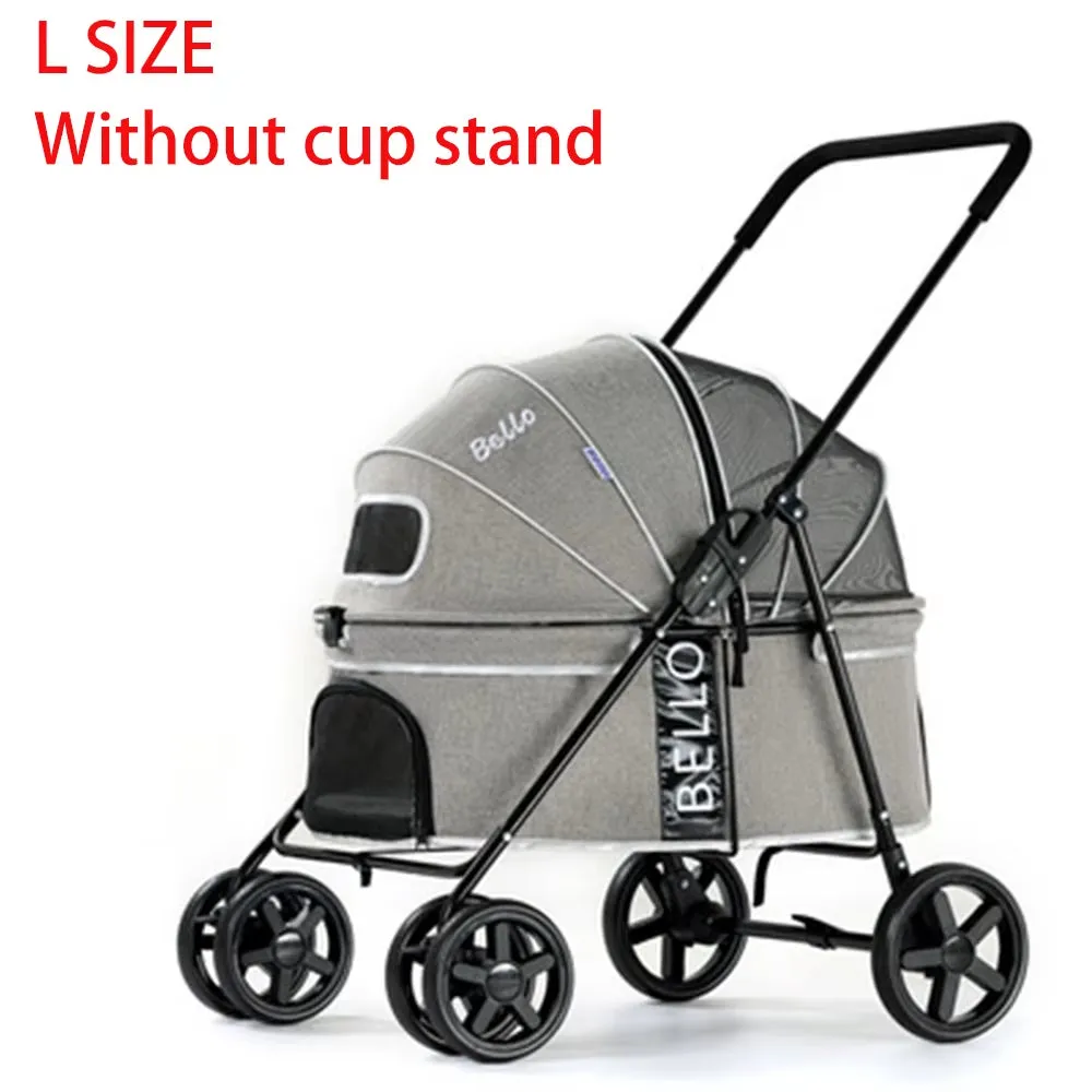 Luxury Pet Cat Stroller Baby Stroller Newborn Foldable Large Space Trolley Travel Bag Dog Transporter Carrier Breathable Mesh