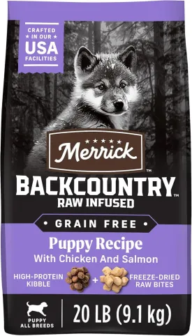 Merrick Backcountry Grain Free Dry Puppy Dog Food, Kibble with Freeze Dried Raw Pieces, Chicken Recipe - 20.0 lb. Bag