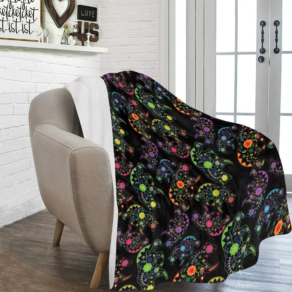 Neon Floral Bears Ultra-Soft Micro Fleece Blanket 60"x80"