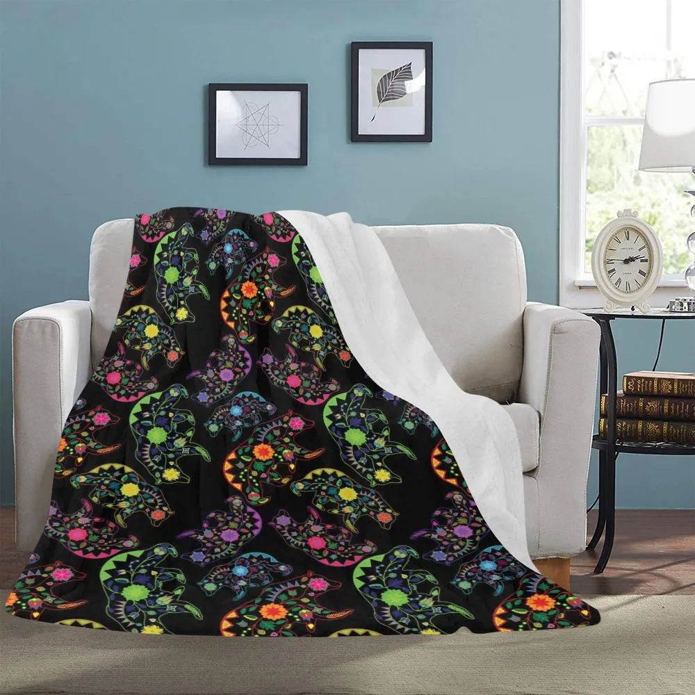Neon Floral Bears Ultra-Soft Micro Fleece Blanket 60"x80"