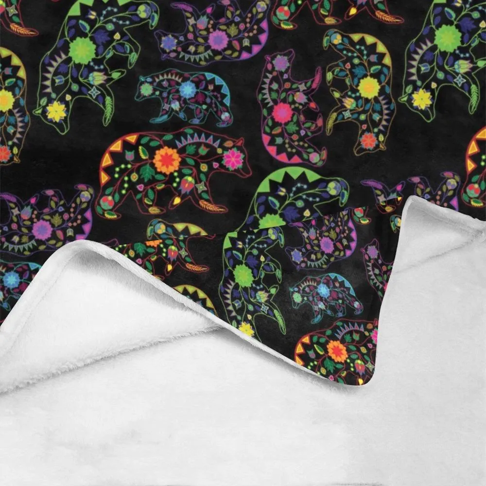 Neon Floral Bears Ultra-Soft Micro Fleece Blanket 60"x80"