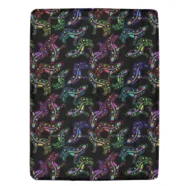 Neon Floral Wolves Ultra-Soft Micro Fleece Blanket 60"x80"