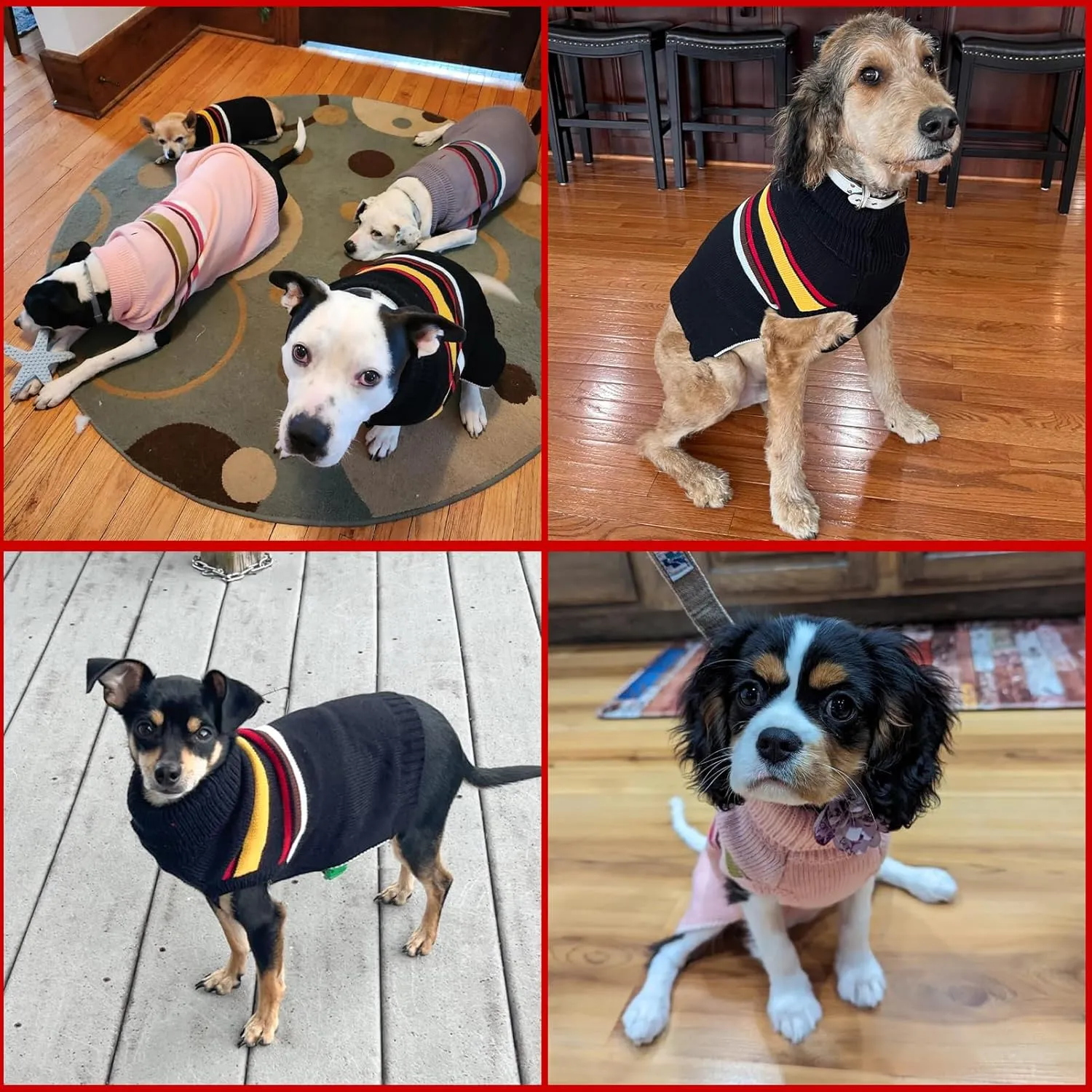 PAWCHIE Dog Sweater for Large Size Dog Girls Boys, Warm Coat Turtleneck Thick Dog Clothes with Leash Hole, Stretchy Knitted Dog Outfit for Small to Large Doggy Puppy Cat, Green L