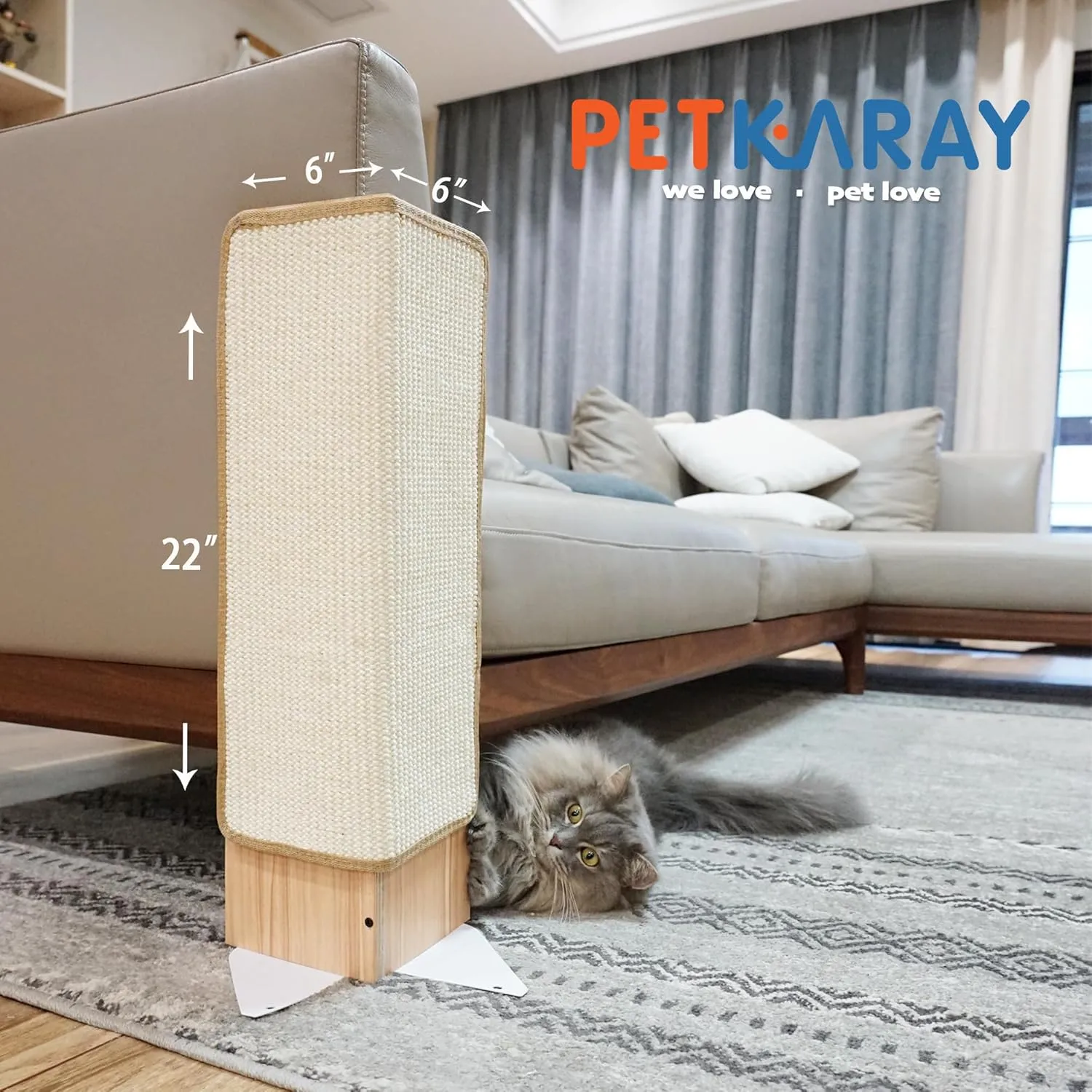 PETKARAY Cat Scratcher, Sisal Corner Scratching Post, Cat Scratch Pad for Indoor Cats, Wall Scratcher Furniture Protector with Catnip (Small Size)