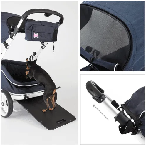 Piccolocane Crea Pet Wagon Dog Stroller - for XL Dogs - (100kg capacity) - Navy Blue