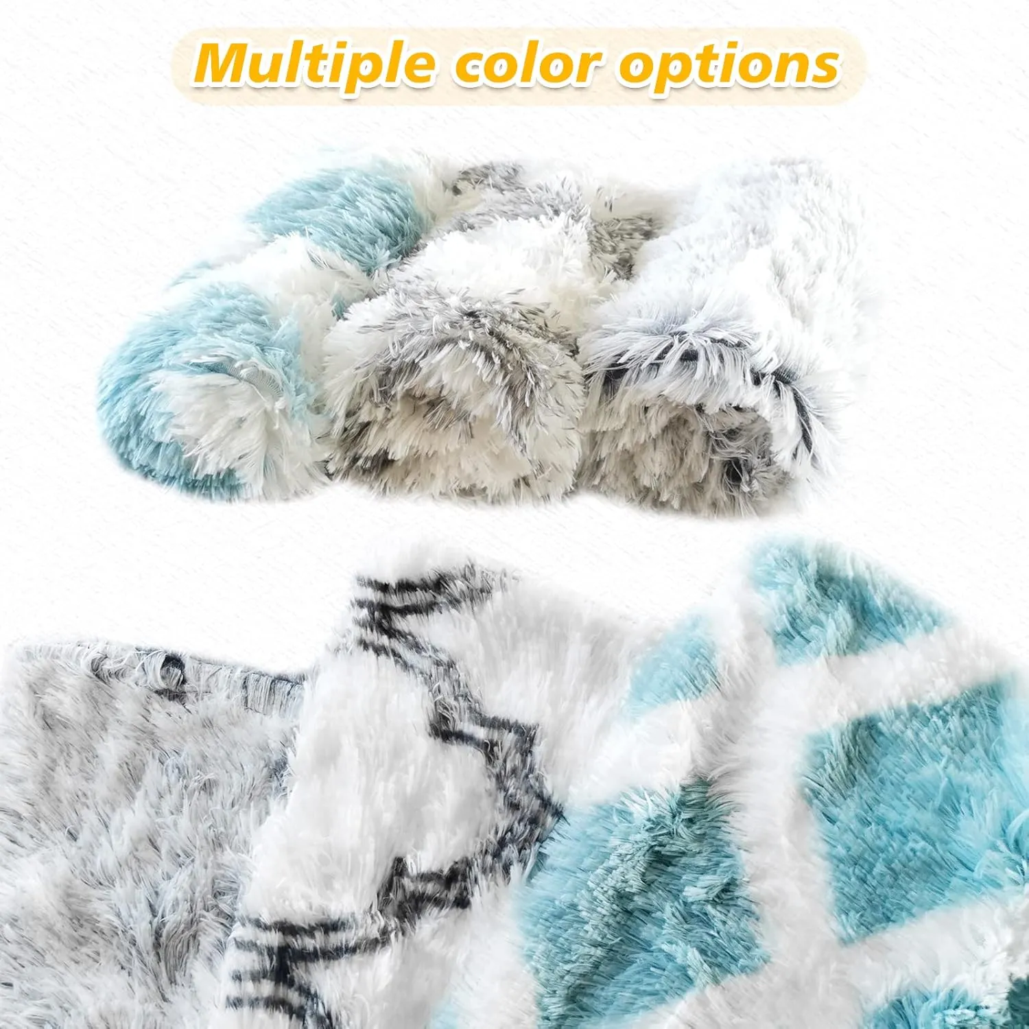 PJYuCien Fluffy Fleece Calming Pet Throw Blanket, Super Soft and Warm for Indoor Cats and Dogs, Small 16 * 24", Machine Washable, Grey Diamond Pattern, White Puppy Blanket