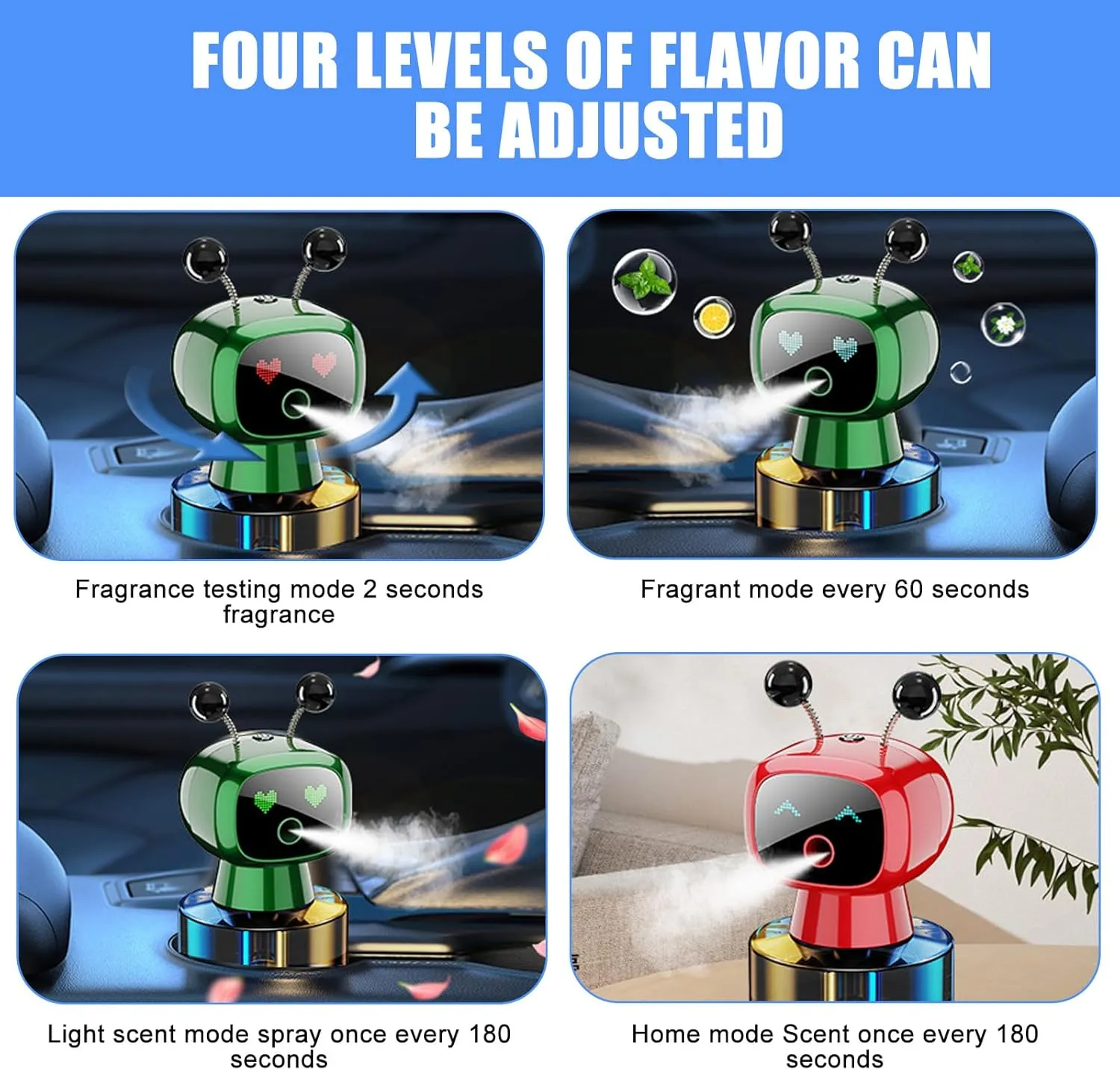 Portable Auto Freshener Device With Intelligent Sensing Scent Enhances Air USB Rechargeable Lasts Up To 30 Days