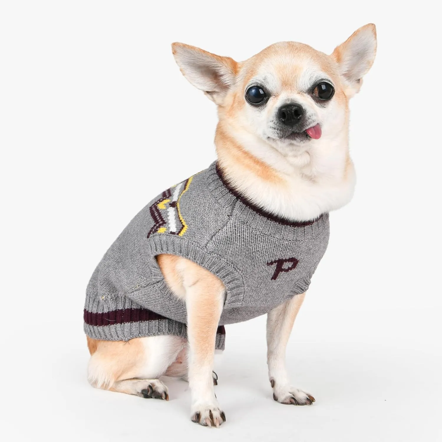 Puppia Kylo Dog Knit Sweater Winter Season for Small and Medium Dogs, Melange Grey, Medium