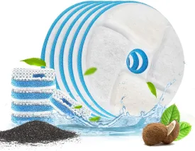Rantizon Cat Water Fountain Filters 5 Pack - 5-Stage Filtration System Activated Carbon, Filter for 74oz/2.2L Automatic Pet Water Dispenser