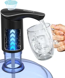 Rechargeable Water Dispenser Pump for 5 Gallon Bottle, Electric USB-C Large Flow Water Jug Dispenser, Portable Automatic Submersible Bottle Pump Silent Operation for Camping Home Office