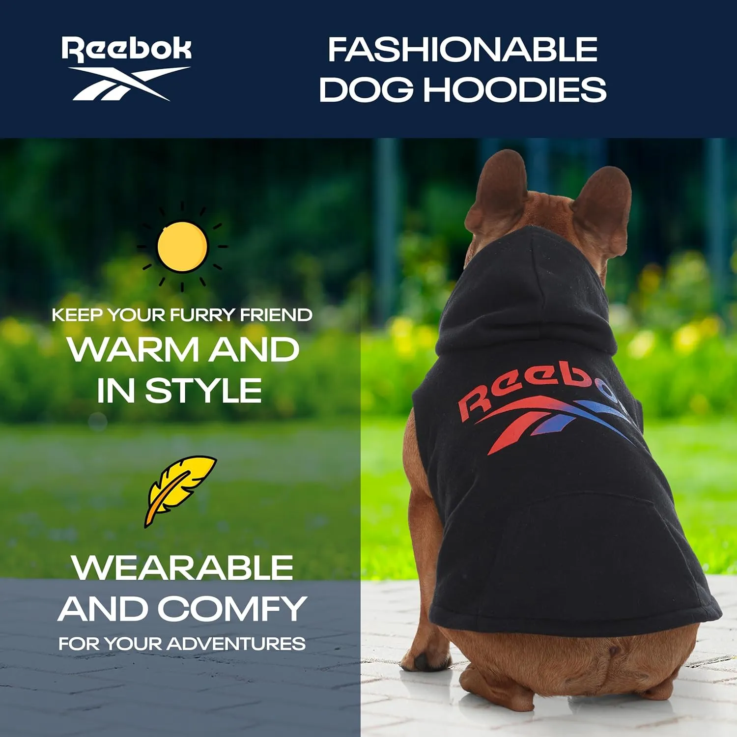 Reebok Dog Hoodie  Fleece Dog Sweater with Leash Hole, Cold Winter Dog Sweatshirt for Small Medium and Large Dogs, Premium Dog Fall Sweater Pullover Hoodie, Cozy Warm Perfect Dog Christmas Outfit