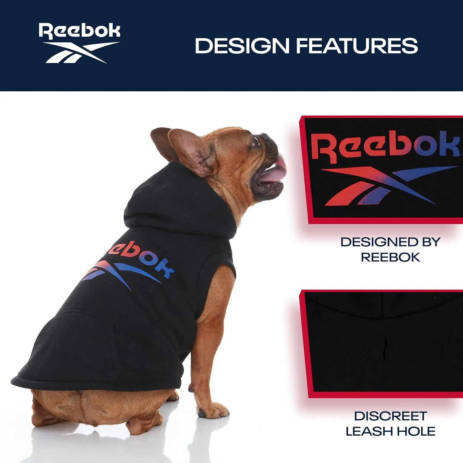 Reebok Dog Hoodie  Fleece Dog Sweater with Leash Hole, Cold Winter Dog Sweatshirt for Small Medium and Large Dogs, Premium Dog Fall Sweater Pullover Hoodie, Cozy Warm Perfect Dog Christmas Outfit