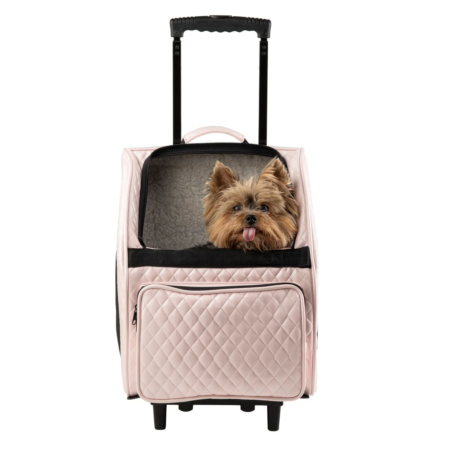 RIO Quilted Rolling Pet Carrier: Pink