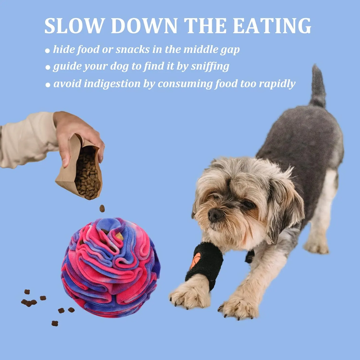 Snuffle Ball for Dogs, Find Hidden Food, Interactive Dog Toys for Boredom, Soft Polar Fleece Machine Washable, Relief Anxiety, Sniffle Ball
