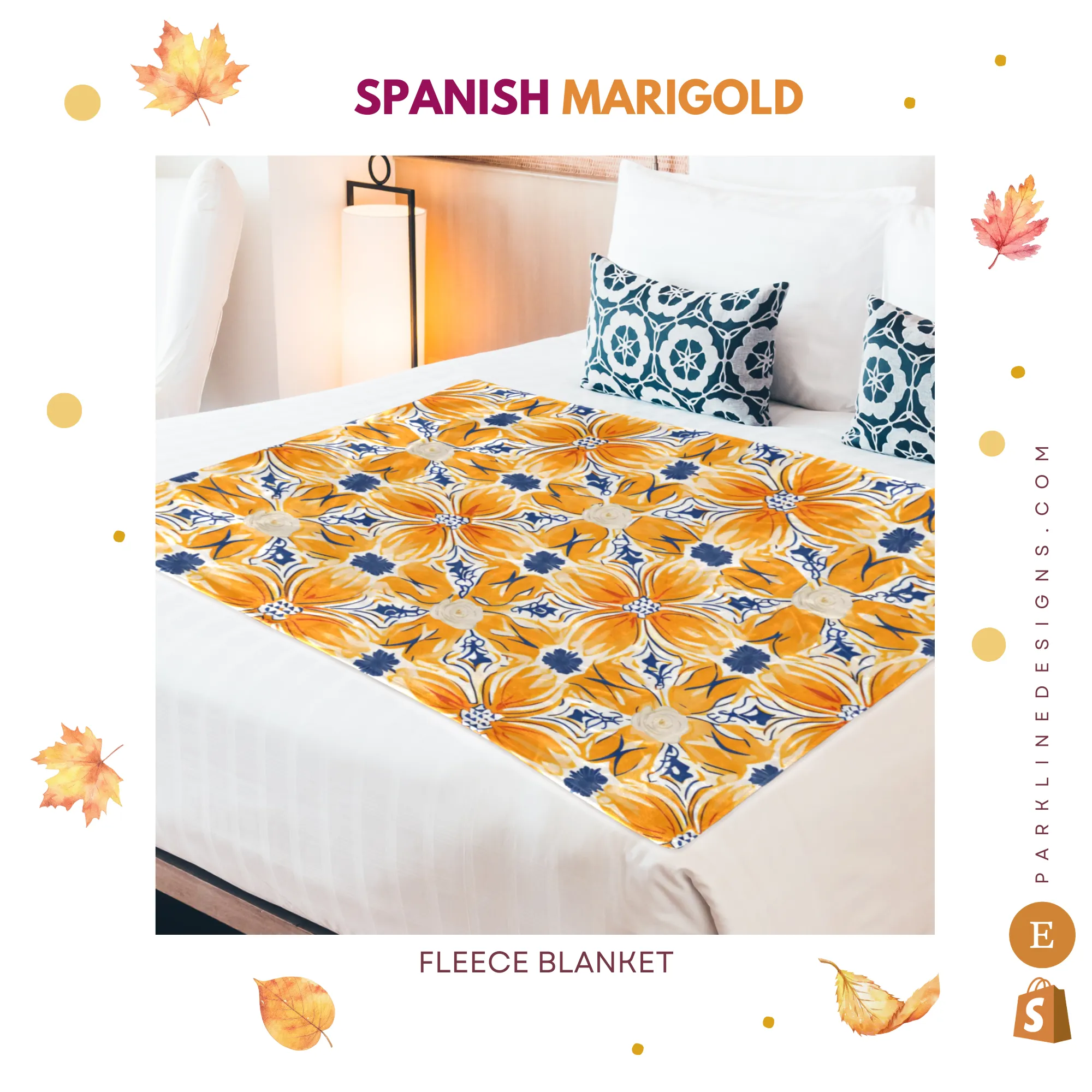Spanish Sun | Ultra-Soft Micro Fleece Blanket | Durable & Lightweight with Vibrant No-Fade Print | Perfect Autumn Gifts
