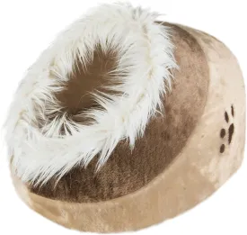 TRIXIE Minou Cuddly Cave Cat Bed with Removable Cushion, Non-Skid Bottom,Beige/Brown, Medium