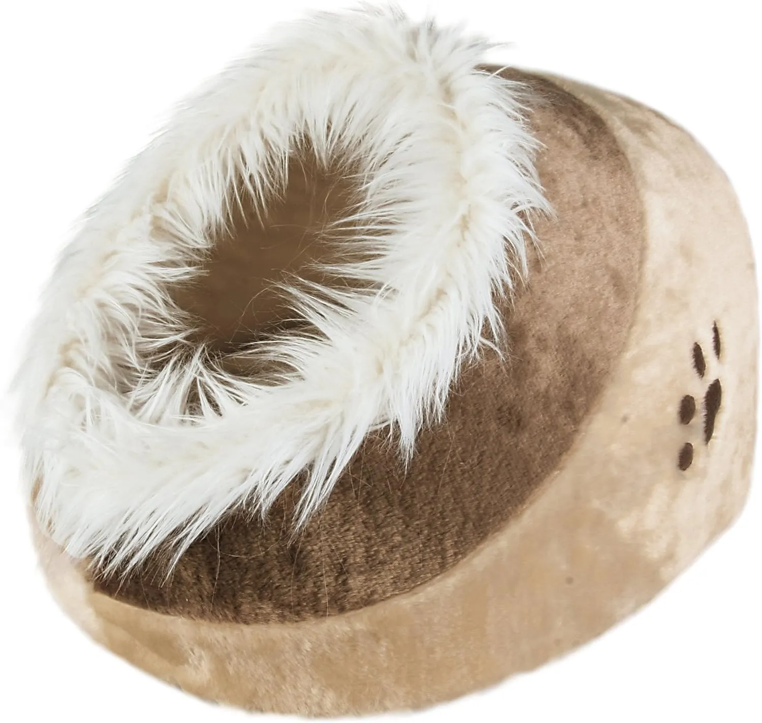 TRIXIE Minou Cuddly Cave Cat Bed with Removable Cushion, Non-Skid Bottom,Beige/Brown, Medium