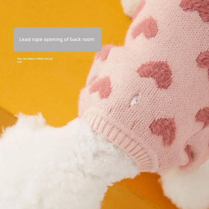 UF.Bemo Princess Style Pet Sweater for Small Dogs – Autumn & Winter Cardigan