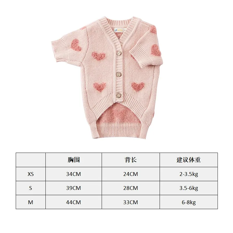 UF.Bemo Princess Style Pet Sweater for Small Dogs – Autumn & Winter Cardigan