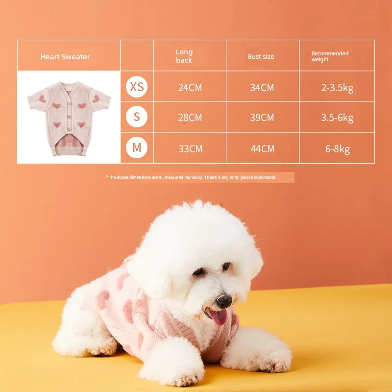 UF.Bemo Princess Style Pet Sweater for Small Dogs – Autumn & Winter Cardigan